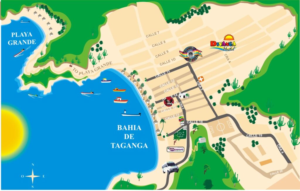 Get to Taganga with the map of Divanga Hostel, an oasis in Taganga